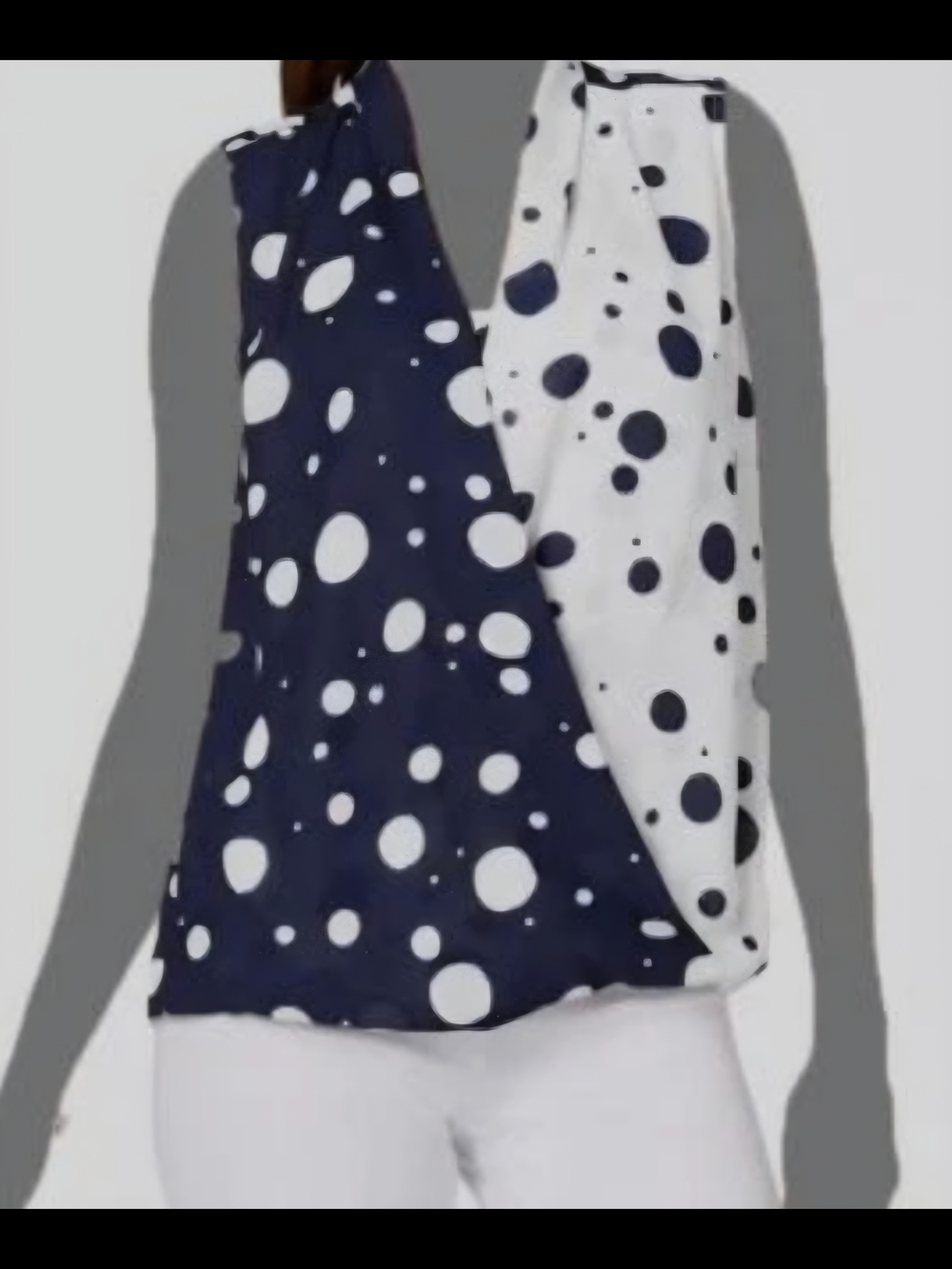 Alfani Navy & White Polka Dot Wrap Top